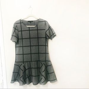 drop waist grid print dress